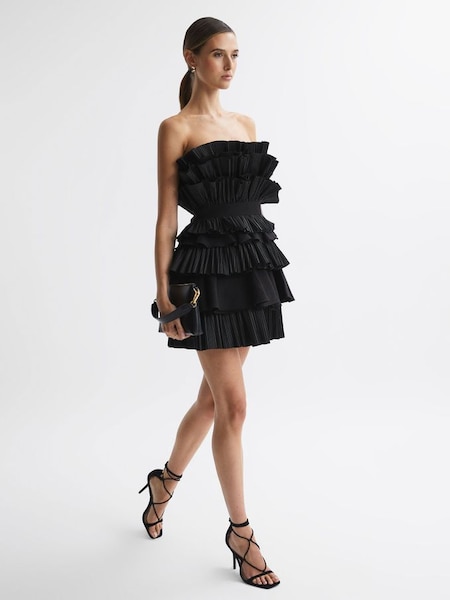 Acler Strapless Tiered Mini Dress in Black (559391) | $1,020