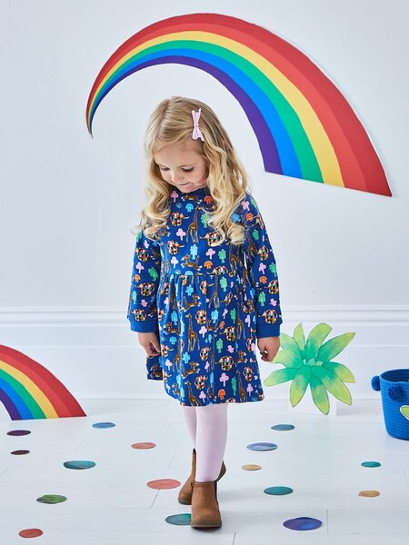 Elmer Print Sweat Dress in Indigo (560741) | $39