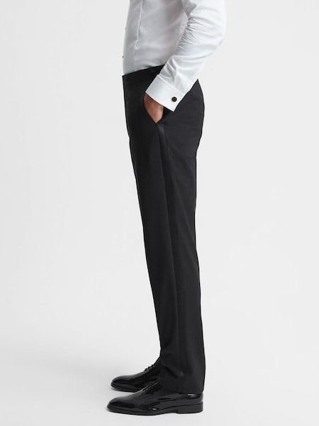 Satin Trim Modern Fit Tuxedo Trousers in Black (562754) | HK$2,380