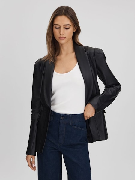 Paige Leather Single Breasted Jacket in Black (567225) | $1,420