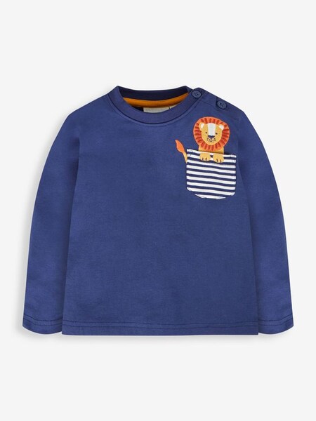 Lion Applique Pocket Top in Navy (572075) | $27
