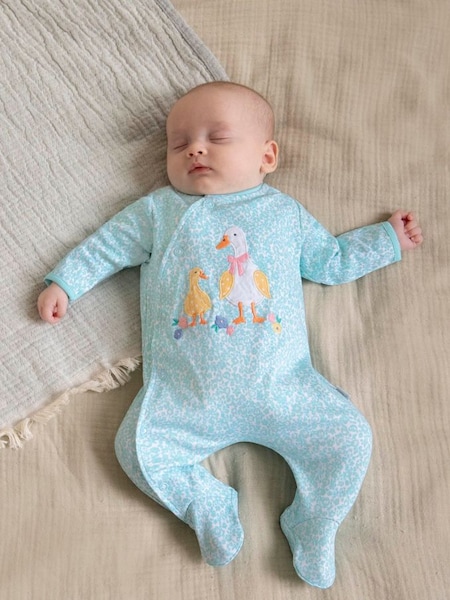 Blue Duck Appliqué Zip Cotton Baby Sleepsuit (580899) | €27.50