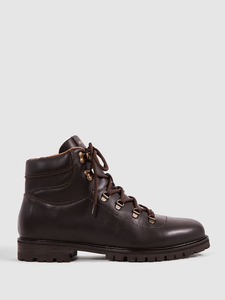 Leather Hiking Boots in Dark Brown (581016) | $260