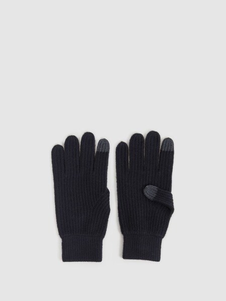 Merino Wool Ribbed Gloves in Black (599848) | 70 €