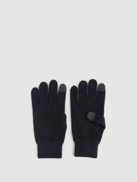 Merino Wool Ribbed Gloves in Black (599848) | $26