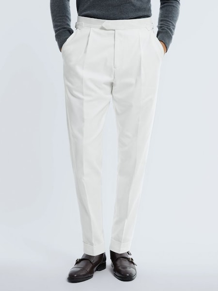 Atelier Sea Island Cotton Slim Fit Trousers in White (602739) | HK$4,480