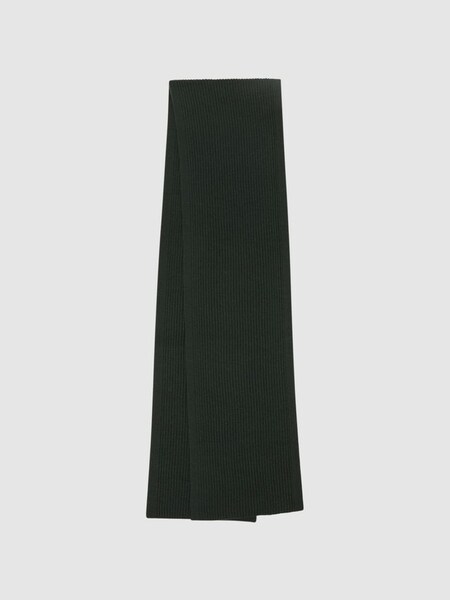Merino Wool Ribbed Scarf in Forest Green (613080) | $76