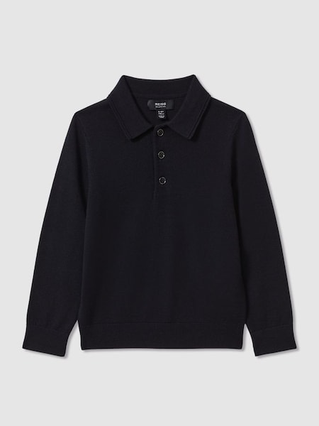 Merino Wool Polo Shirt in Navy (616643) | $70