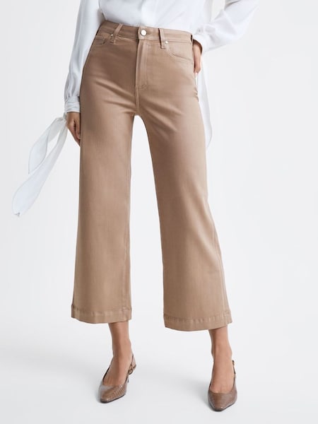 Jeans couleur Latté français courts taille haute Paige (617733) | 214 €