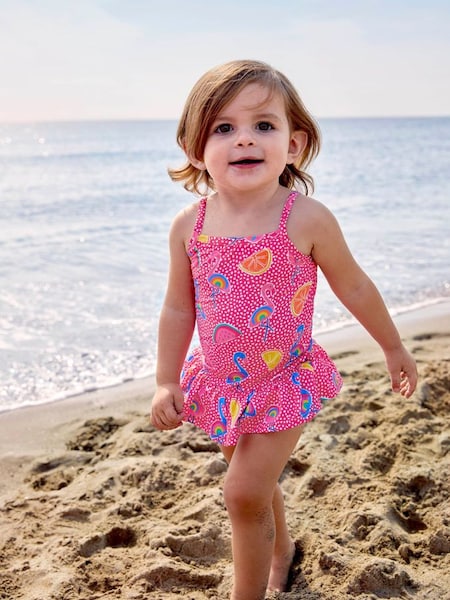Girls' Flamingo Swimsuit With Nappy in Pink (626734) | $31