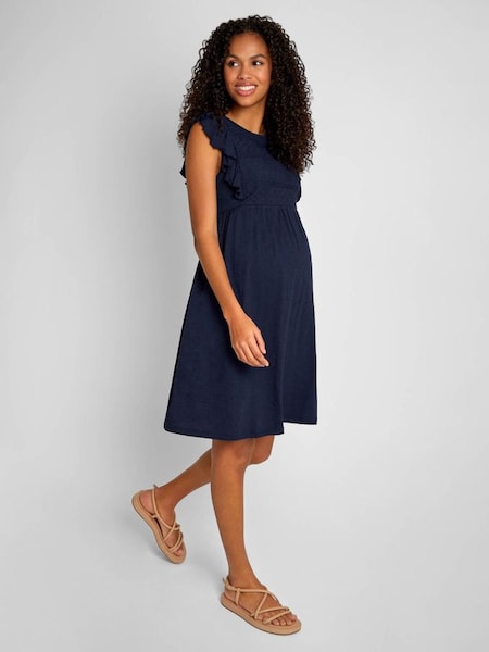 Jersey Broderie Anglaise Maternity Dress in Navy (631502) | €26