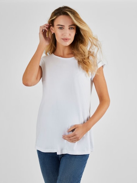 Boyfriend Cotton Maternity T-Shirt in White (632561) | $27