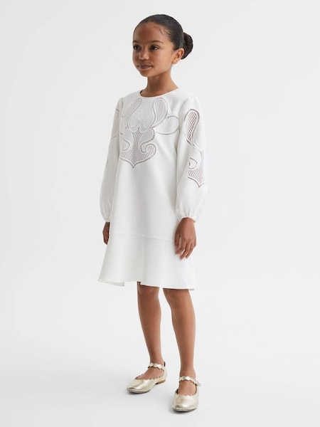 Junior Floral Embroidered Dress in Ivory (637858) | $140