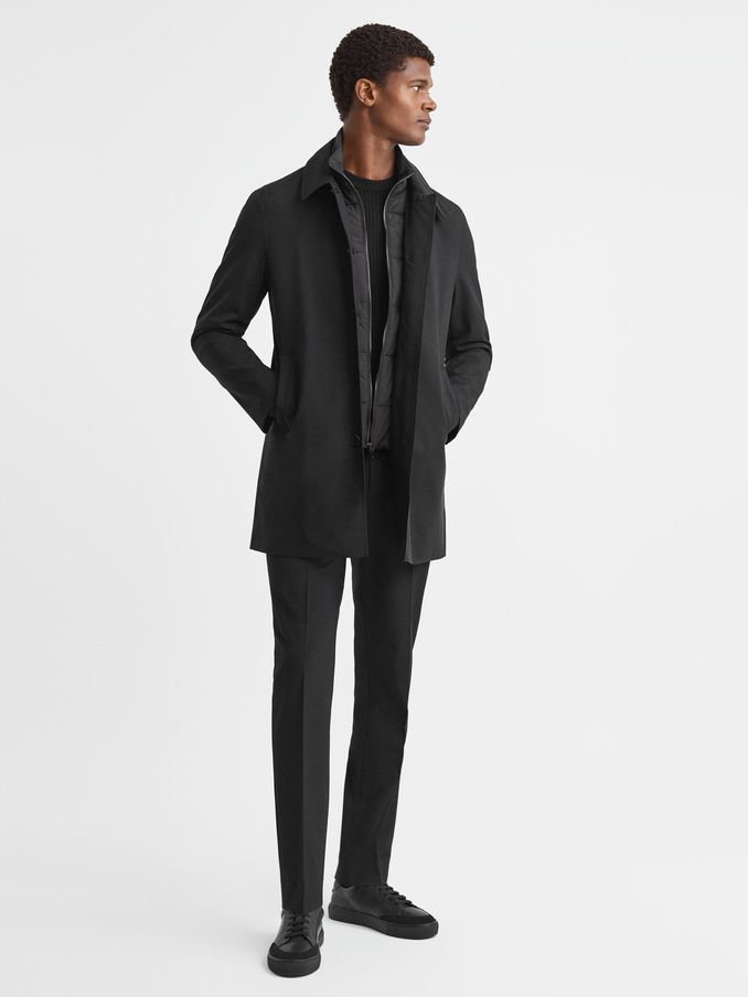 Mens mid deals length coat