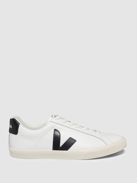 Veja - Extra witte leren sneakers in zwart (641994) | € 170
