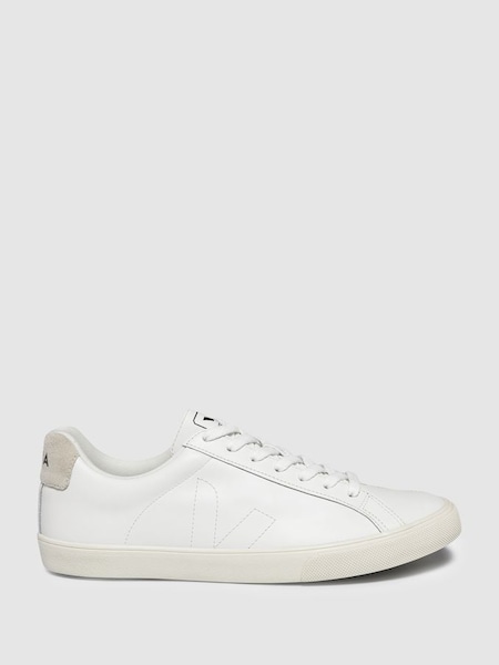 Veja Leather Suede Stitch Trainers in Extra White (642405) | $245