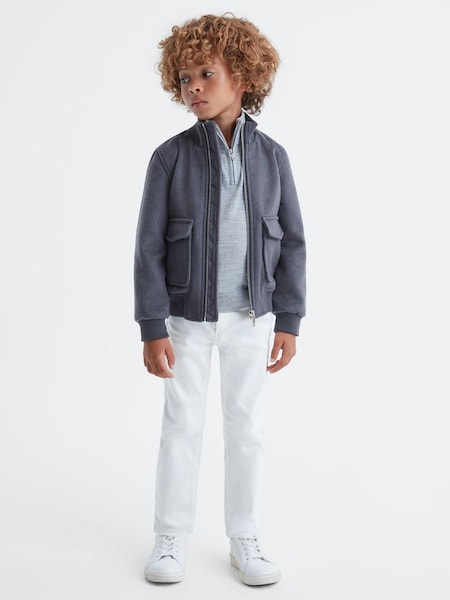 Teen Wool Blend Zip-Through Jacket in Airforce Blue (659358) | €140