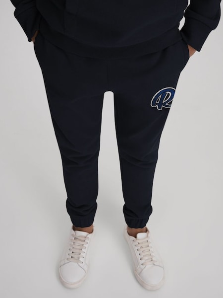 Junior Cotton Elasticated Waist Motif Joggers in Navy (662192) | CHF 50