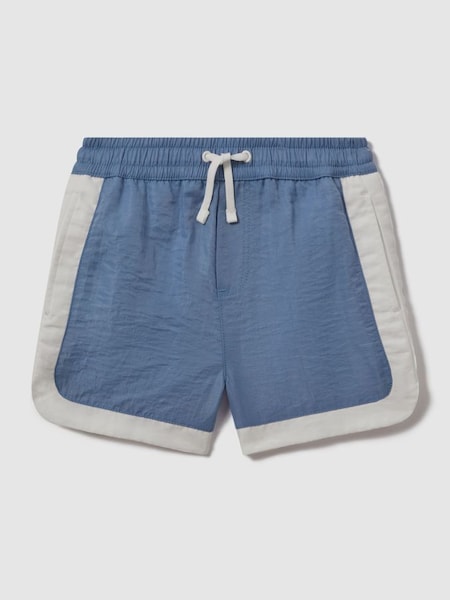 Contrast Drawstring Swim Shorts in Sea Blue/Ecru (662204) | SAR 170