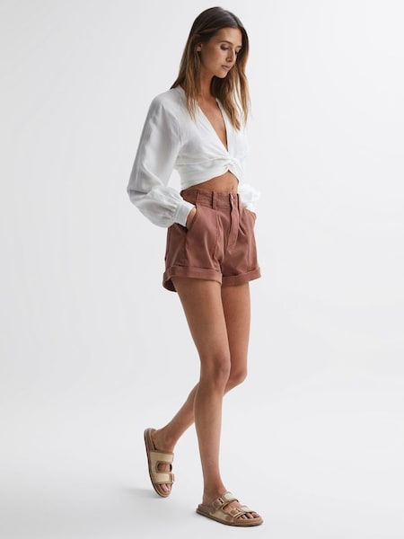 Paige Shorts mit hohem Bund und Umschlag, Vintage Mokka Bisque (666394) | 295 €