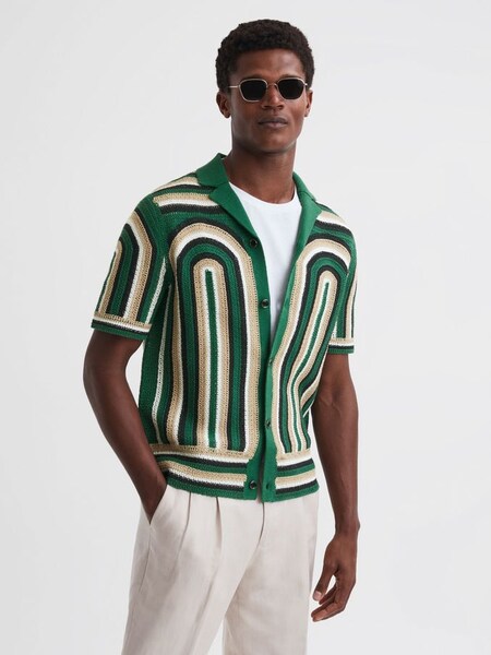 Crochet Cuban Collar Shirt in Bright Green (672260) | SAR 795