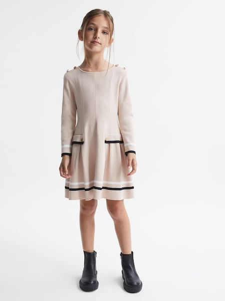 Junior Knitted Flared Dress in Pink (683441) | $110