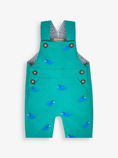 Dino Embroidered Short Dungarees in Green (683628) | $11