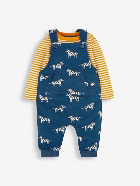 Boys'  Dino Dungarees & Stripe Top Set in Indigo Blue Zebra (688135) | $43