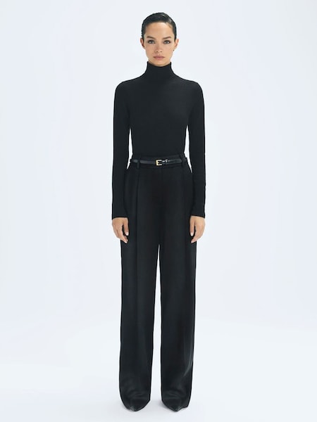 Atelier Duchess Satin Wide Leg Trousers in Black (696001) | €465