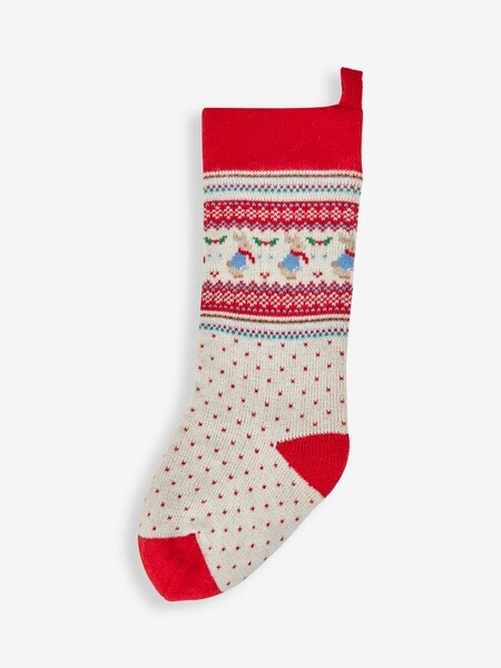 Peter Rabbit Fair Isle Knitted Christmas Stocking in Red (697159) | $36