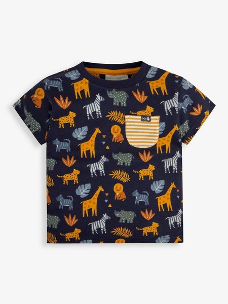 Safari Print Pocket T-Shirt in Navy (701926) | $10