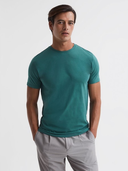 T-shirt met ronde hals in groen met pijnboomprint (706190) | € 28
