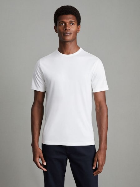 T-Shirt aus mercerisierter Baumwolle mit Rundhalsausschnitt, Vetiver (707724) | 70 €
