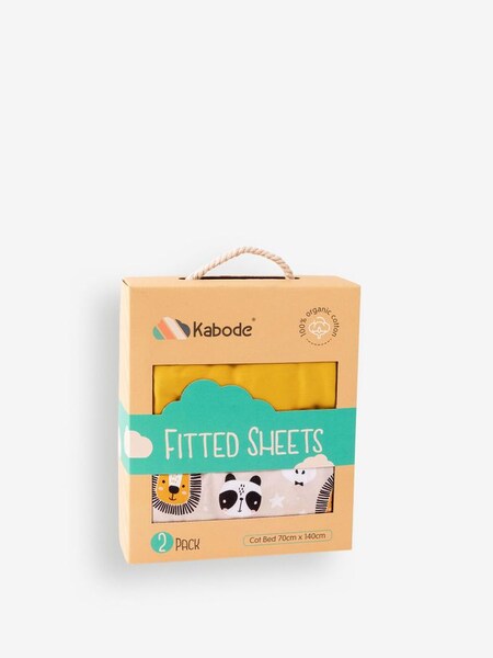 2-Pack Kabode Wildlife Cot Bed Fitted Sheet in Yellow (708233) | €52