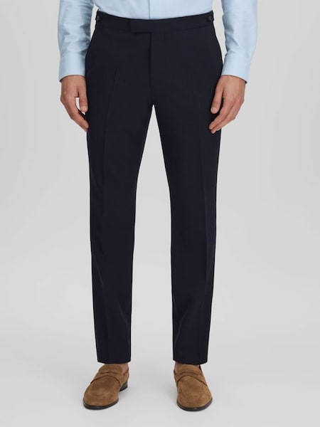 Marineblauwe slim-fit pantalon met zijsteun (708260) | € 245