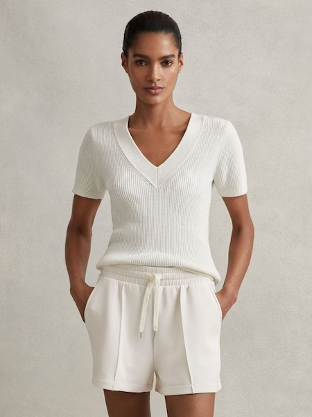 Modal Blend Drawstring Co-Ord Sweat Shorts in Ivory (709528) | $145
