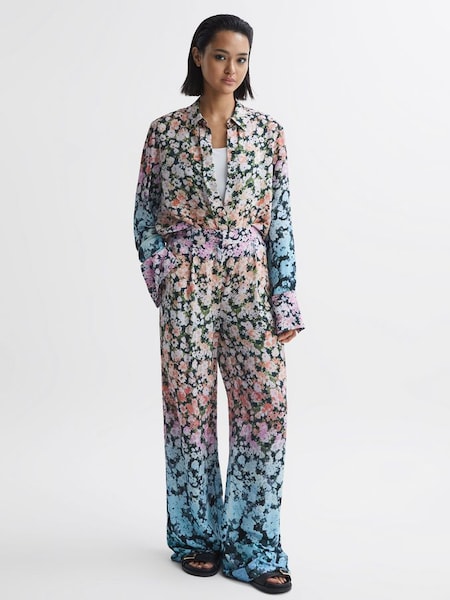 Floral Print Wide Leg Trousers in Multi (721609) | $139