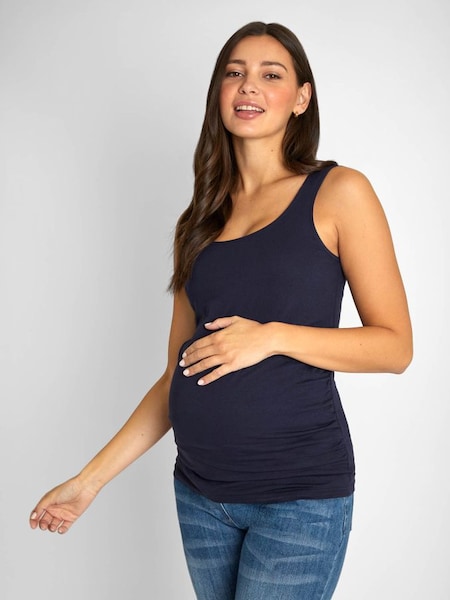 Navy Blue & White Navy Blue Stripe 2-Pack Ruched Maternity Vest Tops (739191) | €39