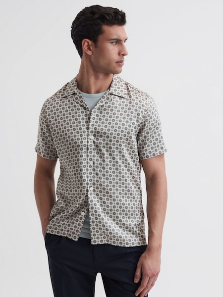 Printed Cuban Collar Shirt in Grey (752422) | €71