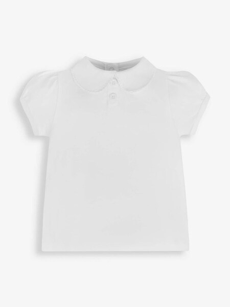Plain Peter Pan Collar T-Shirt in White (754508) | €8.50