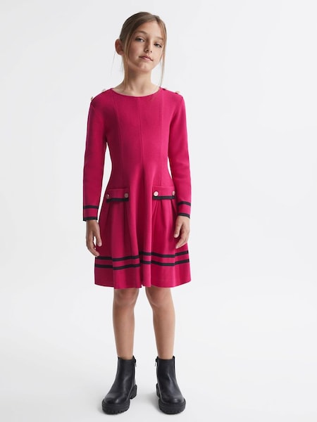 Junior ausgestelltes Strickkleid in leuchtendem Pink (756110) | 95 €