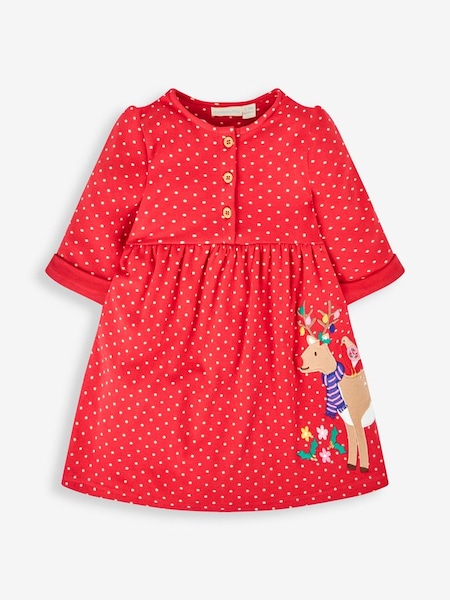 Red Reindeer Appliqué Button Front Dress (756756) | €13.50