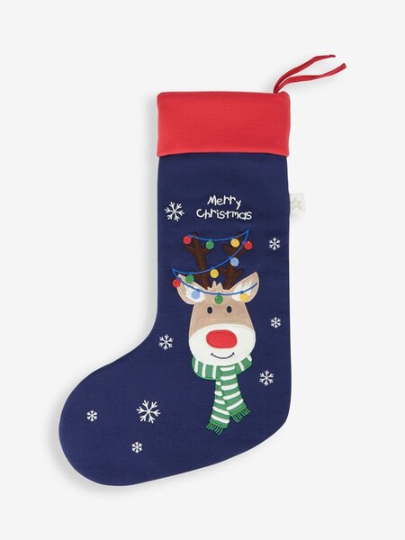 Navy Appliqué Reindeer Stocking (759890) | $32