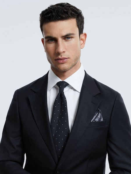 Atelier Wool Cashmere Slim Fit Single Breasted Blazer in Midnight Navy (764499) | CHF 860