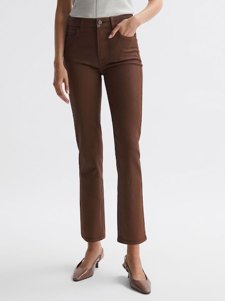 Paige Mid Rise Cropped Jeans in Cognac Luxe (768142) | $299