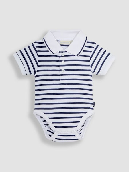 White Navy Stripe Plain Short Sleeve Polo Shirt Body (781404) | €18.50