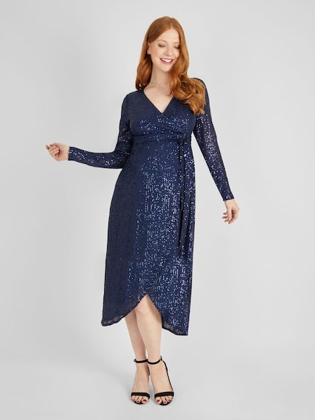 Sequin Wrap Dress in Gold (781741) | $112