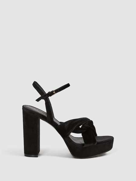 Chaussures à talons plateforme en velours noirs (800611) | 270 €