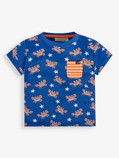 Crab Print Pocket T-Shirt in Cobalt (801643) | $9