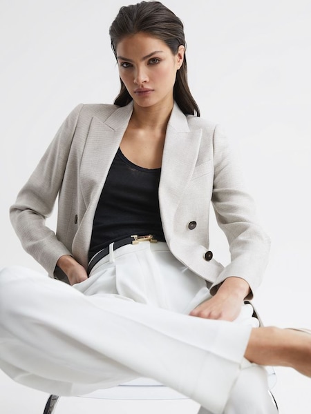Tailored Double Breasted Blazer in Neutral (803628) | $292